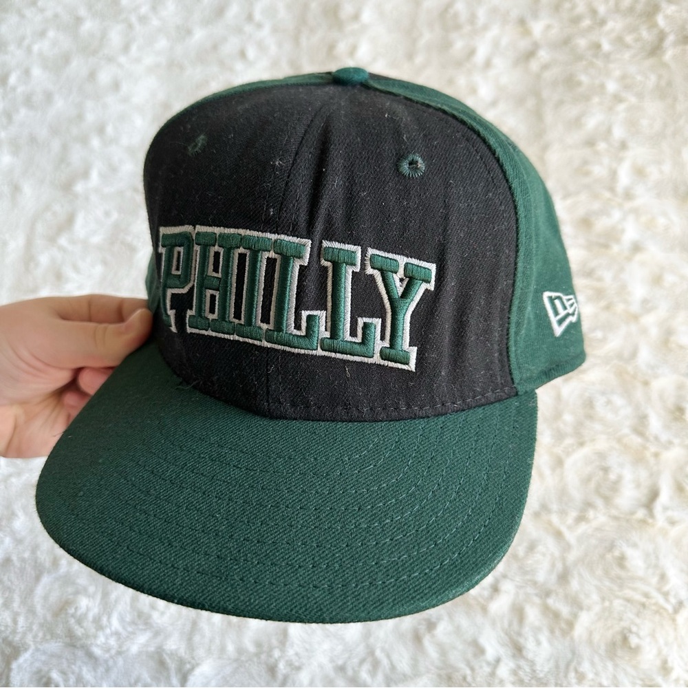 Vintage Philadelphia Eagles Hat Cap Mens 7 5/8 Green Philly Spell Out New Era